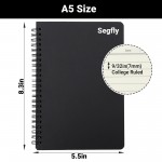 Segfly Spiral Notebook, A5 Lined Travel Writing Notebooks Journal, Memo Notepad Sketchbook, Students College Office Business Subject Diary Ruled Book Journal-Black Cover