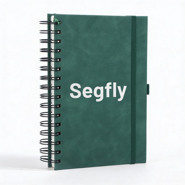 Segfly A5 Notebook, Grid, Hardcover, 120 Sheets/240 Pages, Spiral-bound, 100gsm, 5mm Paper, PU Leather Cover, Green, 21.3 x 14.5 cm