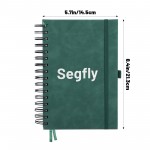 Segfly A5 Notebook, Grid, Hardcover, 120 Sheets/240 Pages, Spiral-bound, 100gsm, 5mm Paper, PU Leather Cover, Green, 21.3 x 14.5 cm