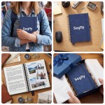 Segfly A5 Notebook, Grid, Hardcover, 120 Sheets/240 Pages, Spiral-bound, 100gsm, 5mm Paper, PU Leather Cover, Blue, 21.3 x 14.5 cm