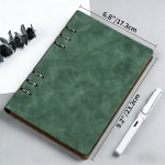 Flumus PU Leather Lined Notebook, 6.8 x 9.2" 6 Holes Ring Binder Personal Planner Organizer Diary College Ruled  Journal Sketchbook Notebook