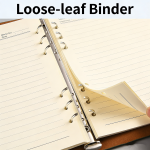 Flumus PU Leather Lined Notebook, 6.8 x 9.2" 6 Holes Ring Binder Personal Planner Organizer Diary College Ruled  Journal Sketchbook Notebook